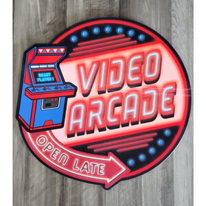 Video Arcade Game Room Holographic Sign Man Cave Gaming Wall Hanging Decor 22"